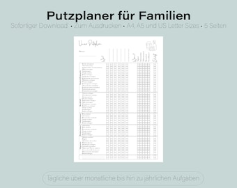 Cleaning planner for families | Printable | Filled in or blank | PDF | Cleaning Schedule | For daily to annual tasks