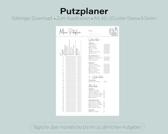 Plaster Planner | Printable | Filled in or blank | PDF | Cleaning Schedule | Checklist | For daily to annual tasks