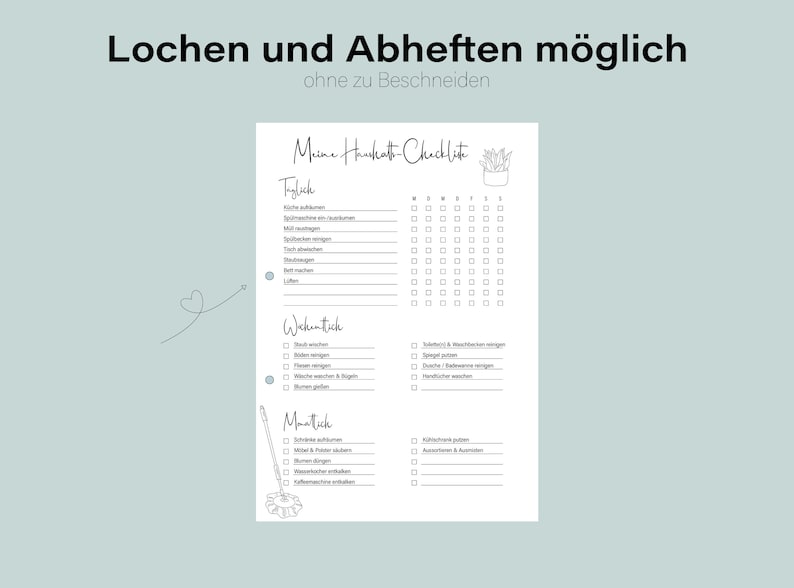 Household checklist Print or fill out digitally Pre-filled or blank PDF Cleaning schedule Cleaning plan in German image 8