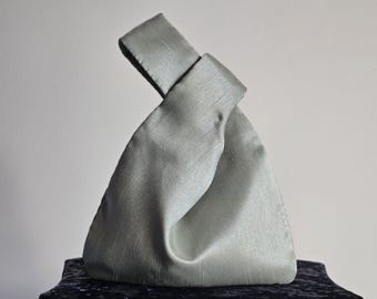 Sage Green Faux Silk Japanese Knot Bag Ready Made Bridesmaids Bags