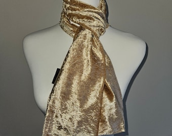 Gold crushed velvet slim scarf velour scarves Ladies soft warm