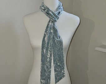 Duck Egg Blue Marble Crushed Velvet Slim Scarf Womens Skinny Scarf Evening Casual Neck Tie long thin Scarf Accessory