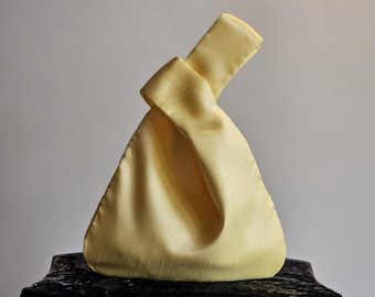 Sunshine Yellow Faux Silk Japanese Knot Bag Bridesmaid Evening Bag