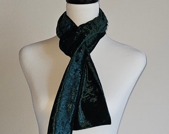 Forest Green Slim Crushed velvet scarf Soft Elegant velour scarves Ladies gift