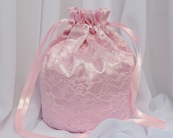 Sac Dolly rose en dentelle pour demoiselles d'honneur ou demoiselle d'honneur