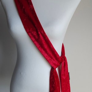 Stylish Bright Red Velvet Scarf Skinny slim neck scarves Long Thin Scarf Unisex Crushed Velvet Retro 1960's velvet scarves imagem 5