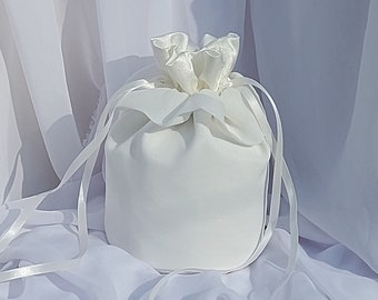 Ivory Dolly Tasche aus Satin und Chiffon Hochzeit Tasche Brauttasche