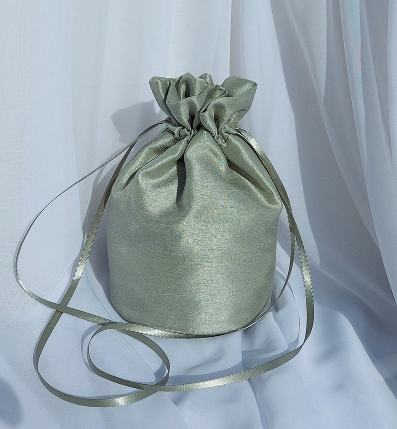 Faux Silk Dolly Bag 16 colours Traditional Drawstring Wedding Bridesmaids Purse Faux Silk Bag Free UK Delivery image 2