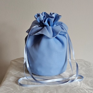 Blue Chiffon Bridesmaids Bag Last One Wedding Wrist Purse Drawstring bag UK Seller