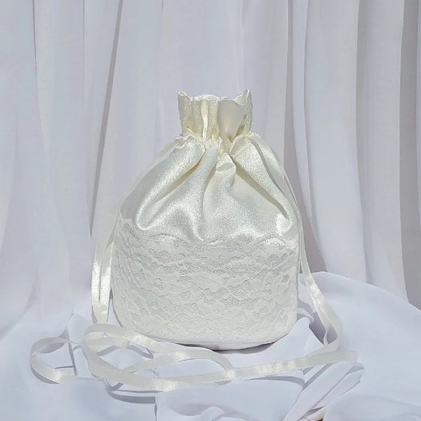 Classic Ivory Satin Bridal Bag Brides Wedding Day Bag