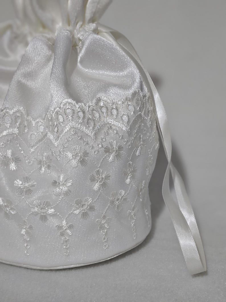 Classic Ivory Satin Bridal Bag with Embroidered Lace Brides Wedding Day Bag Bridesmaids Bags image 3