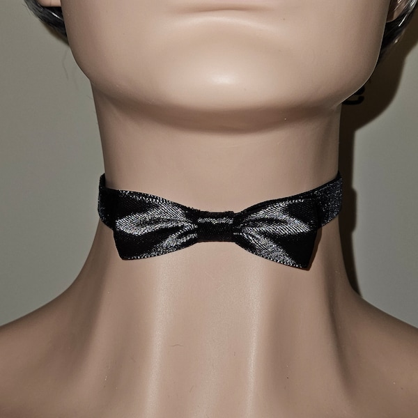 Black Velvet Bow Tie Choker Unisex Ribbon Ties Satin Bow Necklace