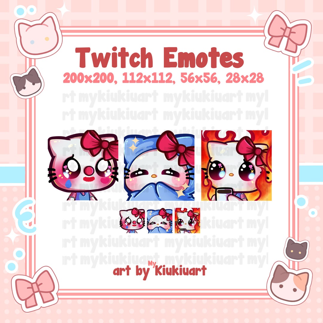 TWITCH EMOTES Cute Pink Cat Kitty - Etsy
