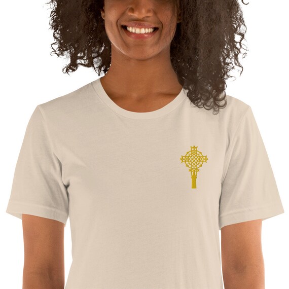 Ethiopian Orthodox Cross T-shirt, Eritrean Orthodox Cross T-shirt Coptic Cross, Embroidery (Unisex)