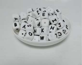 12mm White Silicone Alphabet Letter Beads,DIY Craft Supplies