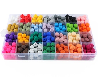 14mm Hexagon Silicone Beads, 28 Colors, DIY Jewelry Supplies