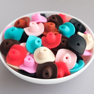 Perline in silicone a forma di cappello da cowboy, perline in silicone all'ingrosso, perline in silicone fai da te, perline in silicone all'ingrosso