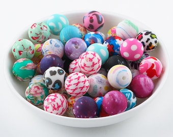 15mm Print Silicone Beads, Bulk Round Silicone Bead, DIY Jewelry Supplies