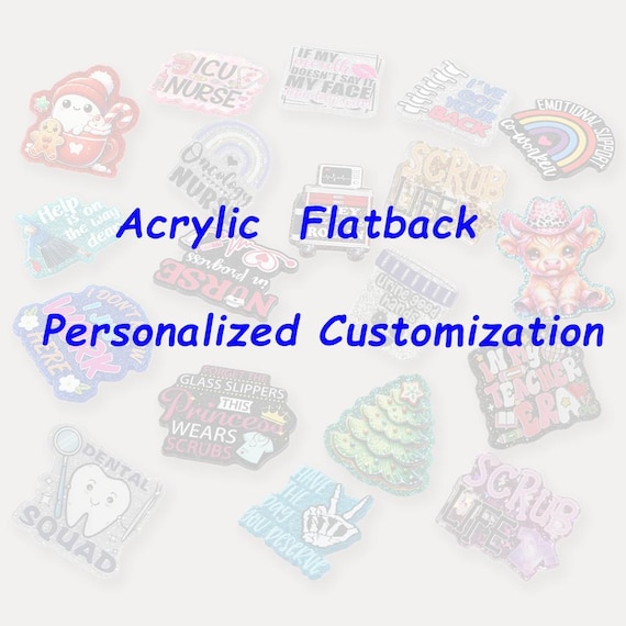 Custom Acrylic Flatbacks, Full-Color Logo Printing, Badge Reel Charms ( Have Hole and No Hole )