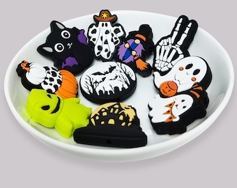 Contas decorativas de silicone para o Halloween, contas assustadoras para artesanato DIY.