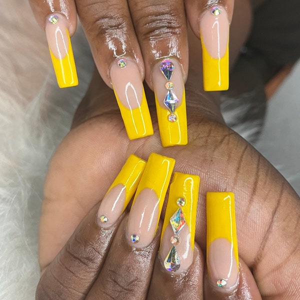 Yellow Nails - Etsy