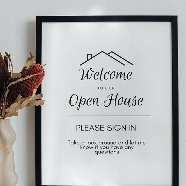 Printable Open House Real Estate Welcome Sign | Real Estate Open House Sign | Welcome Sign | Open House Template | Canva Template
