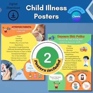Kita Krankheit Poster, Krank Kinder Poster, Kita Krank Plakat, Krank Kinder Poster für Kita, Vorschule, Schule