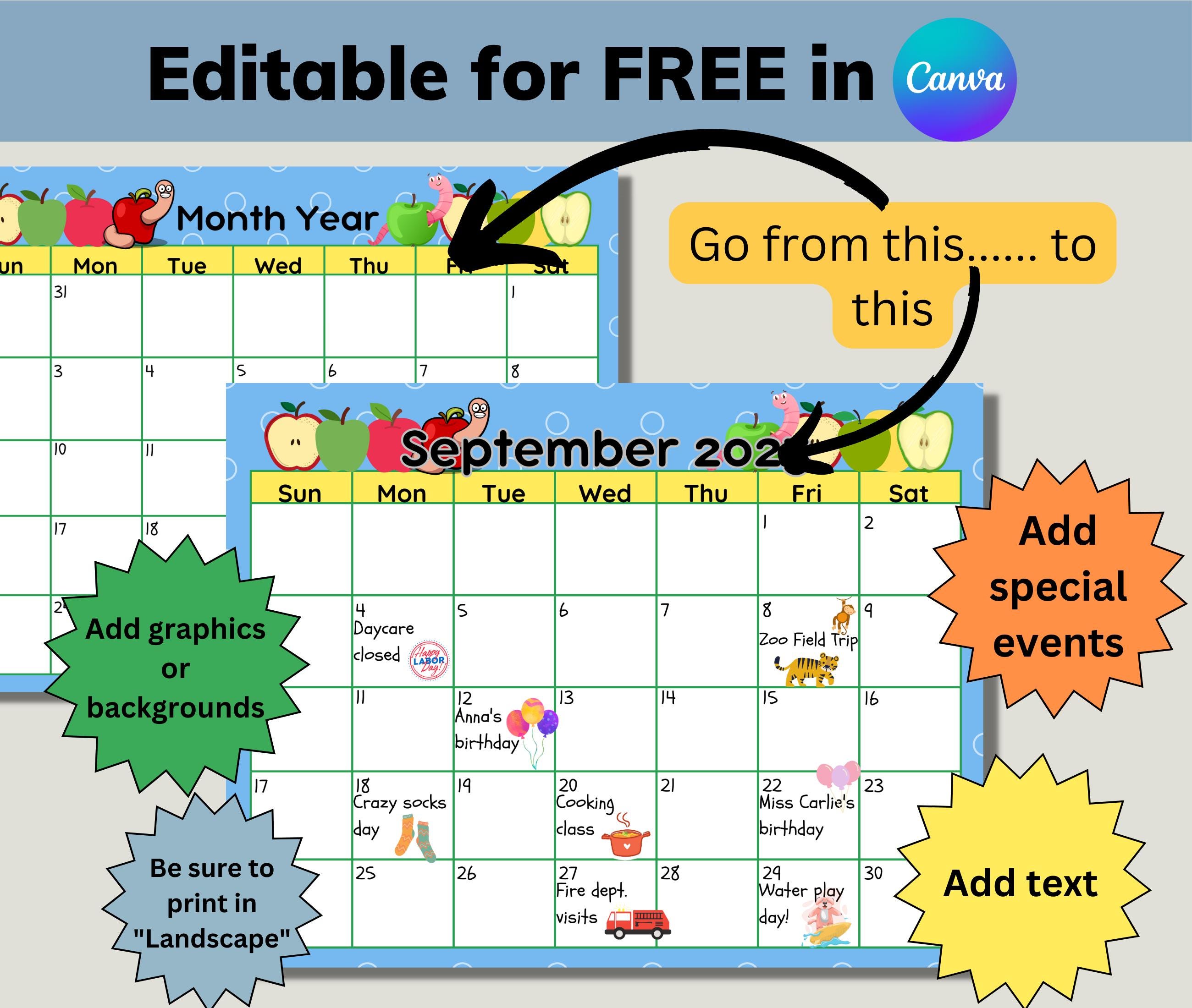 2026 Kids Calendar, Kids Monthly Calendar, School Calendar for 2026 ...