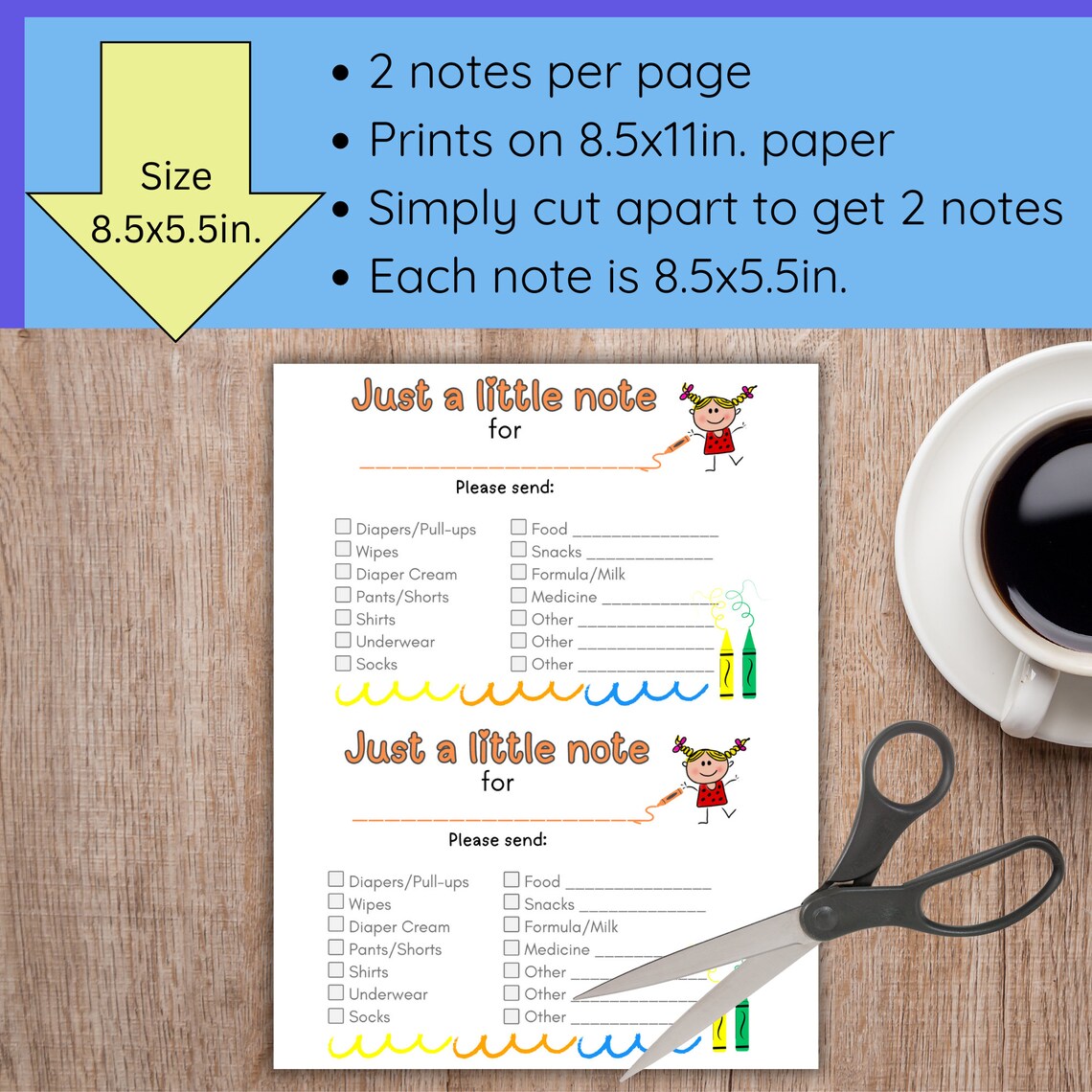 Daycare Supply Note: Printable Reminder, Editable in Canva (digital ...
