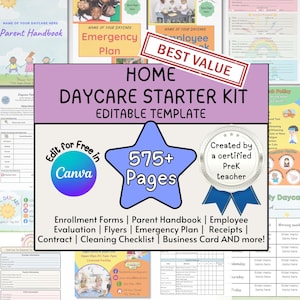 Daycare Starter Kit, Daycare Forms, Childcare Forms, Home Daycare Forms Complete Package, Daycare Contract, Daycare Paperwork, 575+ Pages