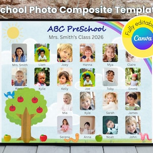 School class composite template for CANVA, Kindergarten School Photo Template, Class Photo Template, Preschool Photo Template, Daycare forms image 2