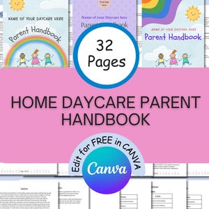 Editable Daycare Parent Handbook Template, Childcare Policies and Procedures, Preschool Handbook, Preschool Policies, Starting a daycare