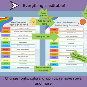 Daily Daycare Schedule, Child Care Schedule, in Home Daycare, Editable ...