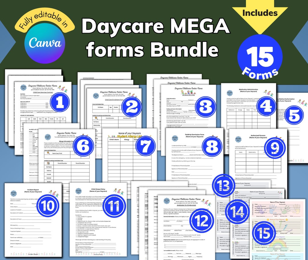 Daycare Forms MEGA Bundle, Daycare Starter Kit, How to Start a Daycare ...