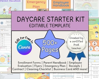 Daycare Starter Kit, Daycare Forms, Childcare Forms, In Home Daycare Forms Complete Package, Daycare Contract, Daycare Paperwork