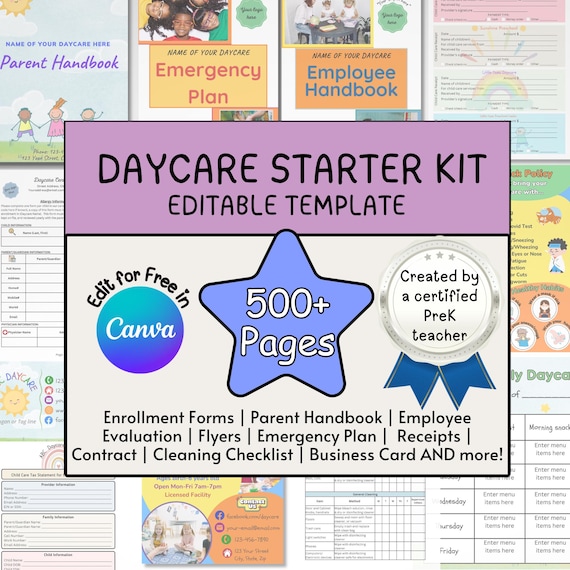 Daycare Starter Kit, Daycare Forms, Childcare Forms, In Home Daycare Forms Complete Package, Daycare Contract, Daycare Paperwork
