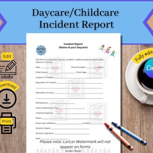 Daycare Incident Report Form: Editable Canva Template (8.5x11 inches)