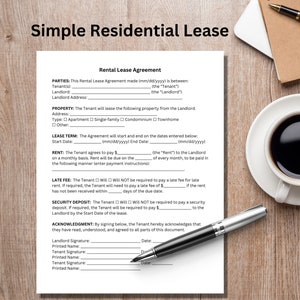 Rental Agreement, Lease Contract Template, editable Landlord Forms, Printable Residential Housing Agreement, Digital Apartment Contract