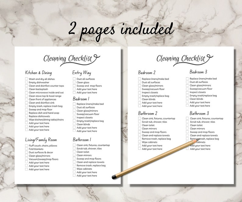 Airbnb Cleaning Checklist Editable