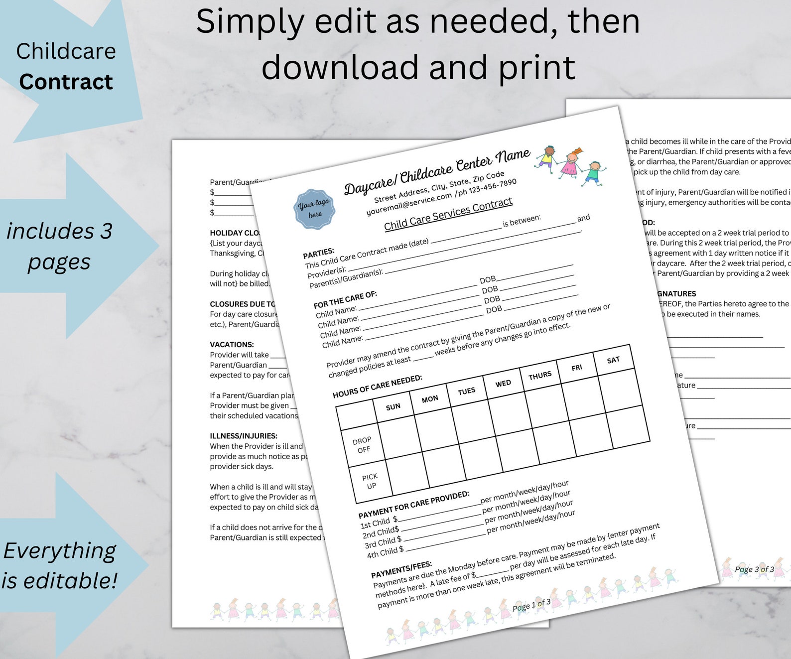 Daycare Forms Bundle, Printable Forms for Daycare, Childcare Forms, Perfect for in Home Daycare