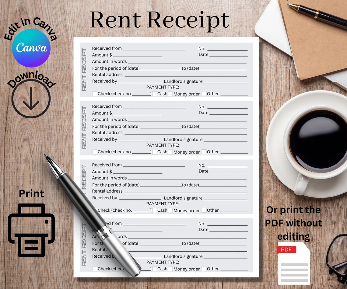 Rent Receipt, Rental Receipt, Receipt Template, Landlord Rent Receipt ...