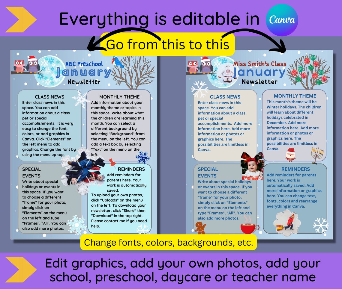 Newsletter Template, Monthly Newsletter, Back to School, Meet the ...