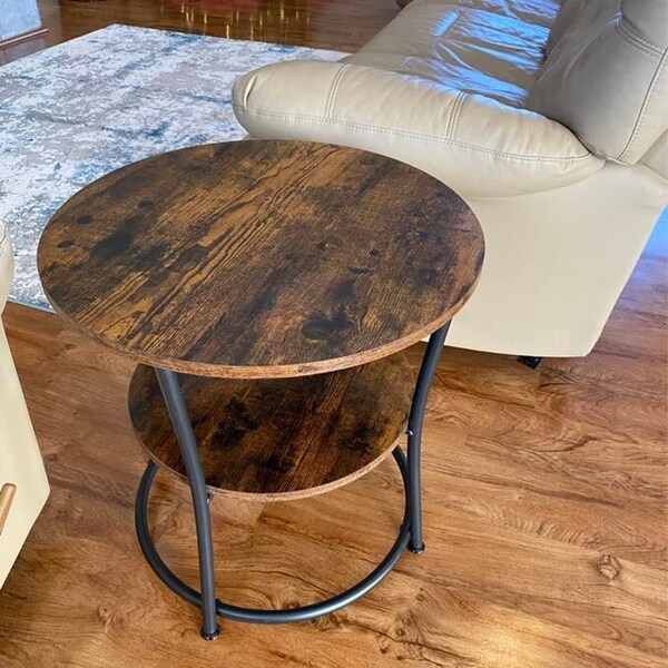 Round Wooden Side Table - Etsy