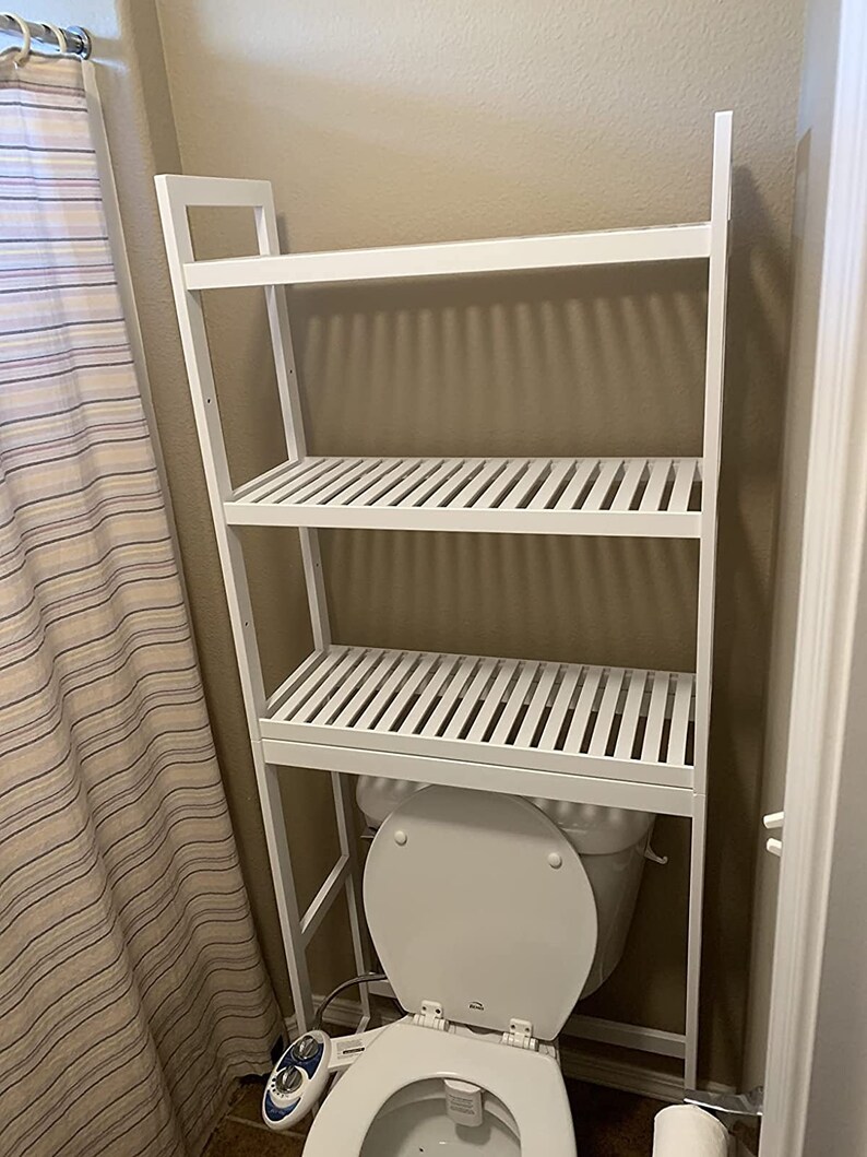 3tier Over the Toilet Bamboo Bathroom Organizer Storage Etsy