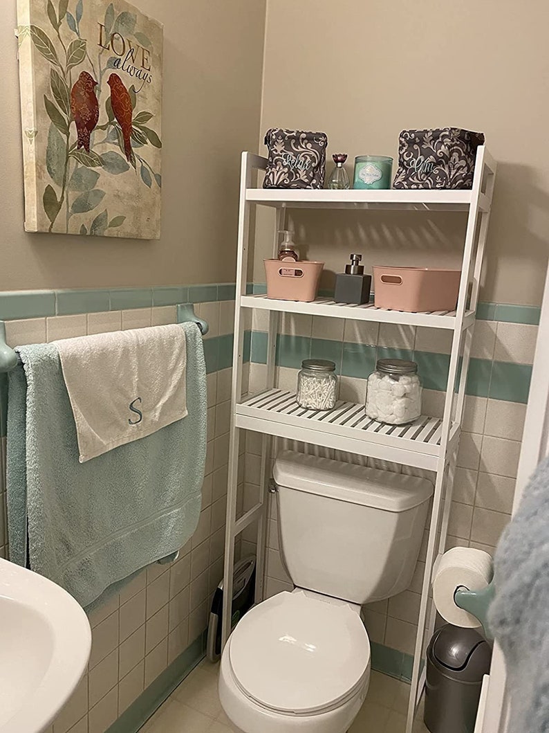 3tier Over the Toilet Bamboo Bathroom Organizer Storage Etsy
