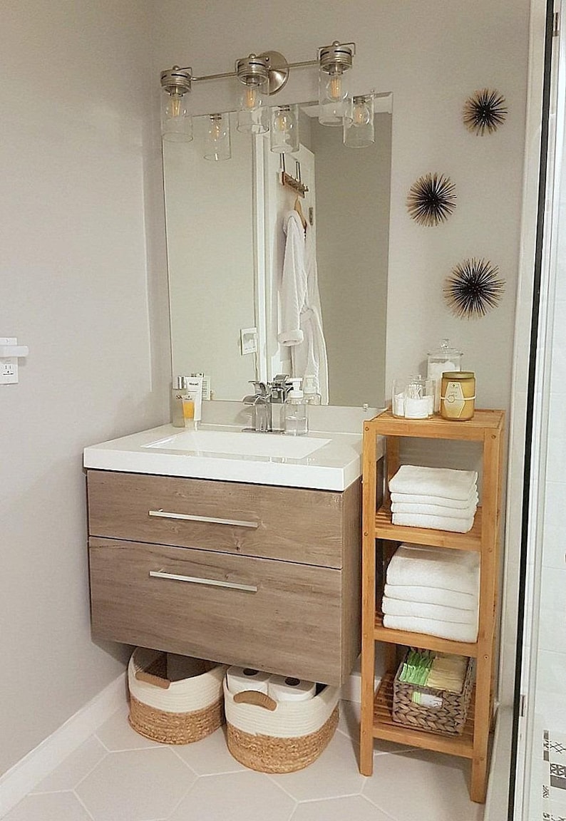 Bamboo Bathroom Storage Rack Bamboo Bathroom Shelving Unit Etsy