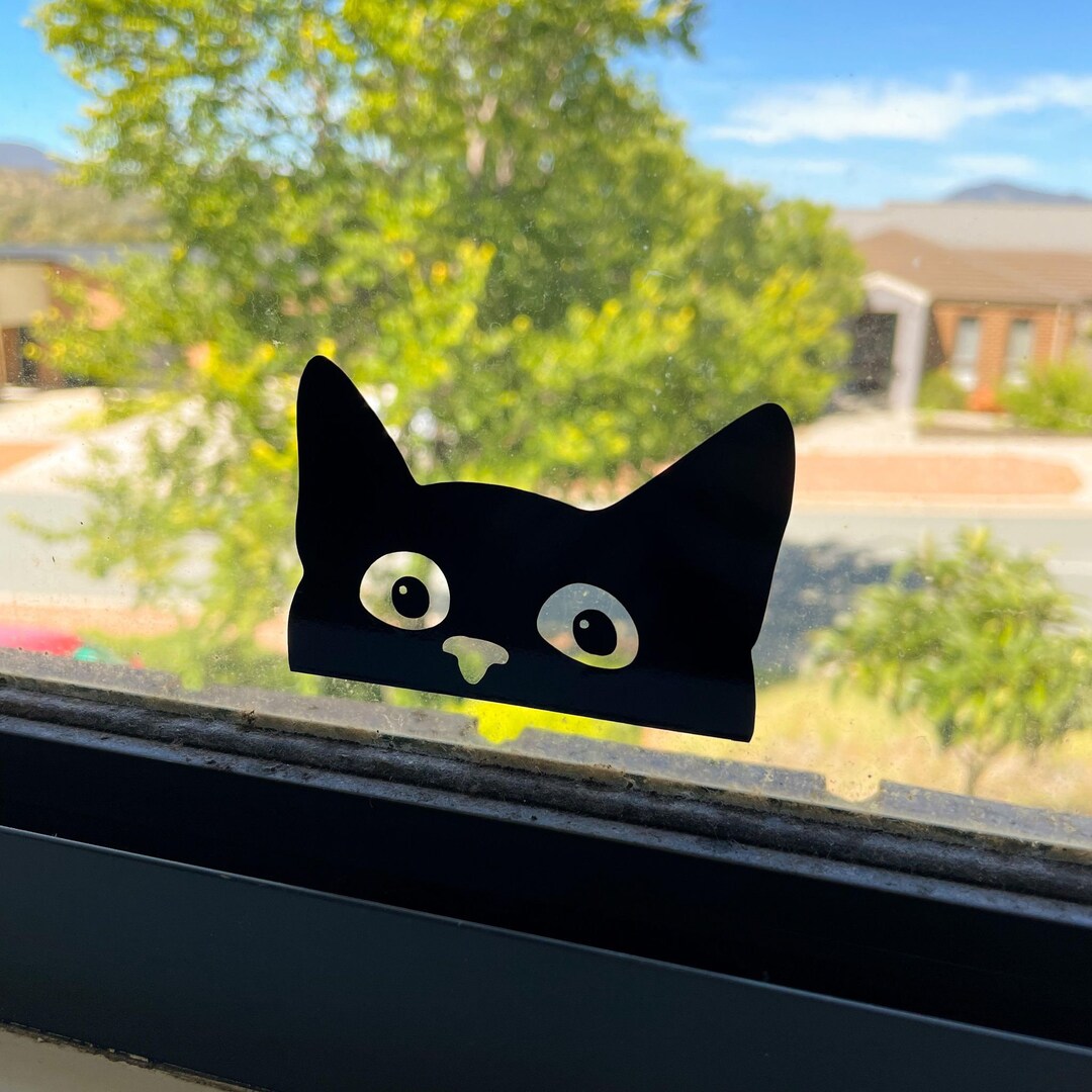 Peeking Cat Vinyl Sticker | Car Accessory | Car Decal | Funny Aesthetic ...