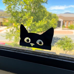 Peeking Cat Vinyl Sticker | Car Accessory | Car Decal | Funny Aesthetic Cute Car Sticker | Car Mirror Sticker | Bumper Sticker