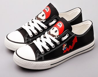 Zapatillas de Super Mario: Tenis unisex de lona con estampado de dibujos animados