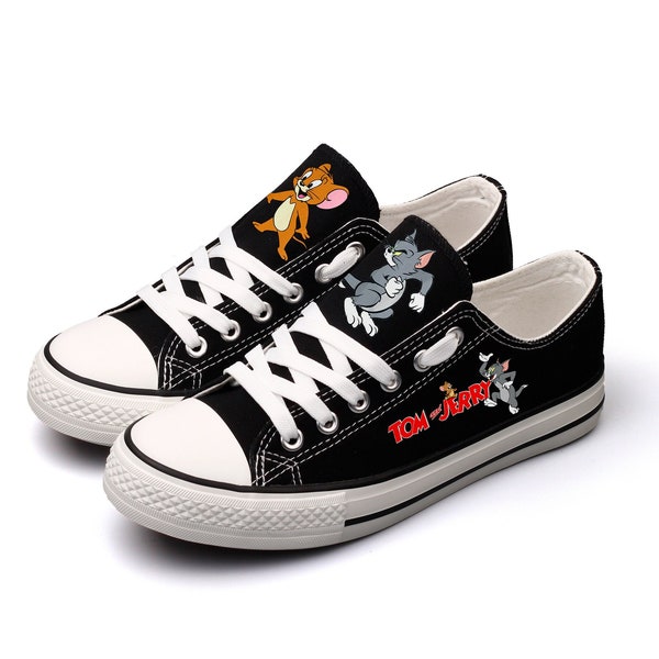 Tom and Jerry shoes, Sneakers, Black shoes, Printed, Gift, Mouse, Cat, Spike and Tyke, Nibbles, Wedding, Butch, Toodles Galore, Quacker